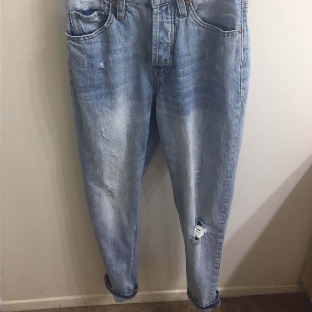 Distressed mom jeans